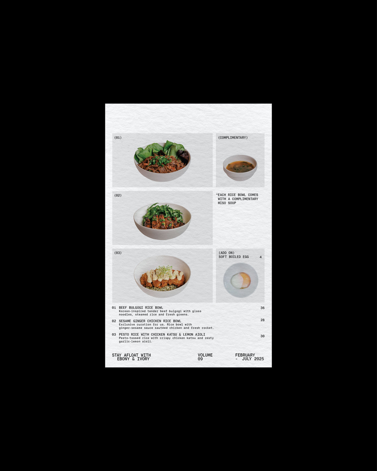Afloat Menu VOL. 09 STAY AFLOAT WITH EBONY – Afloat Coffee Roaster