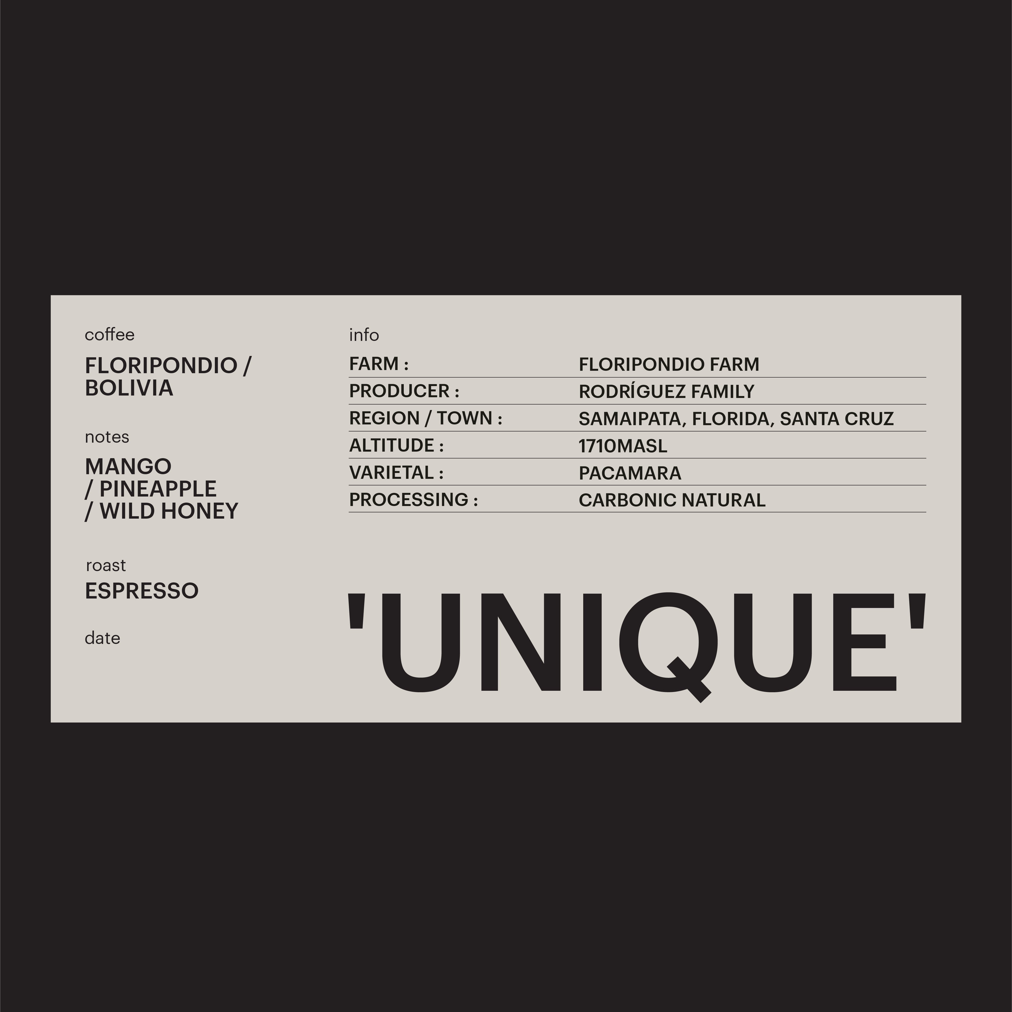 ESPRESSO - FLORIPONDIO, BOLIVIA / 'UNIQUE'