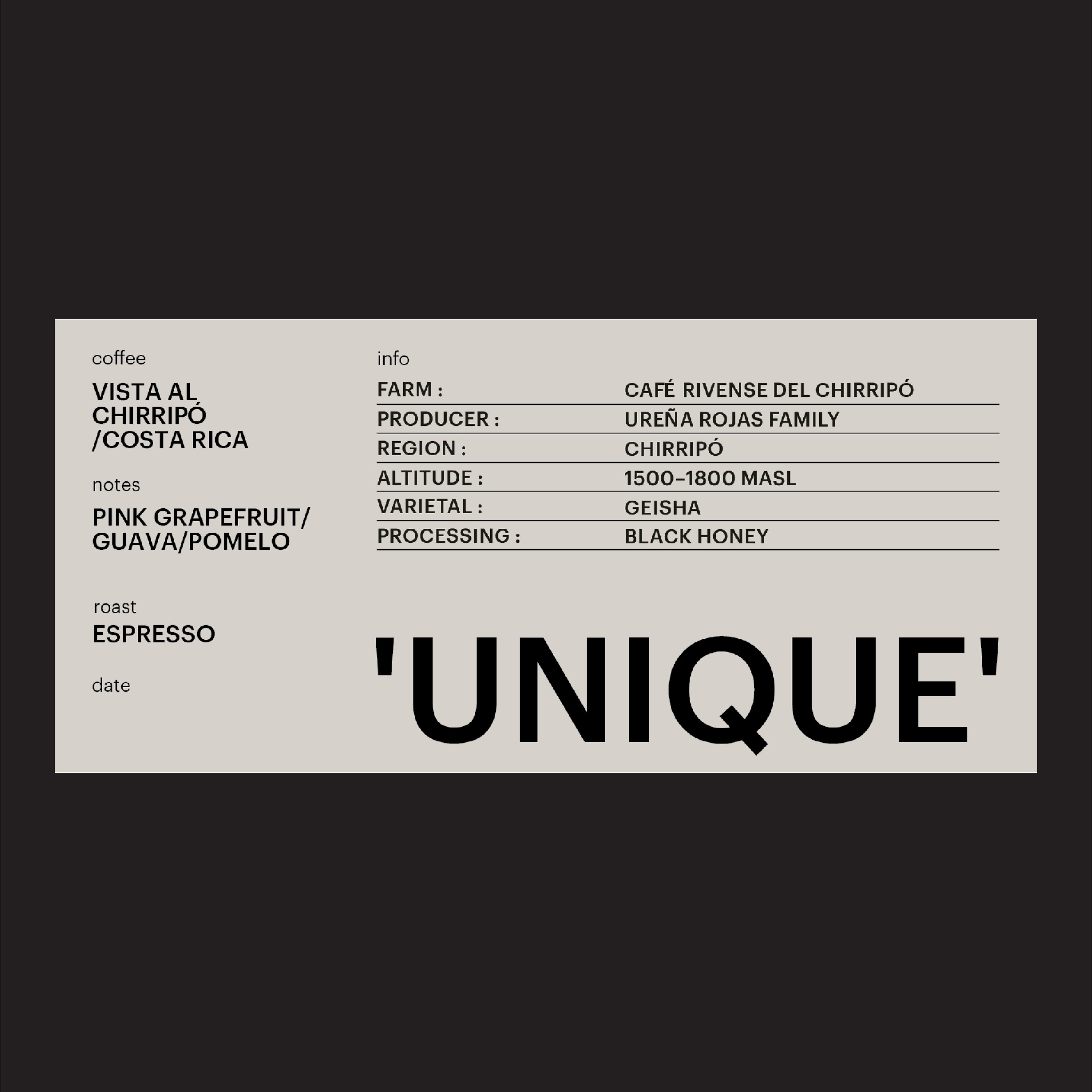 ESPRESSO - VISTA AL CHIRRIPÓ, COSTA RICA / 'UNIQUE'