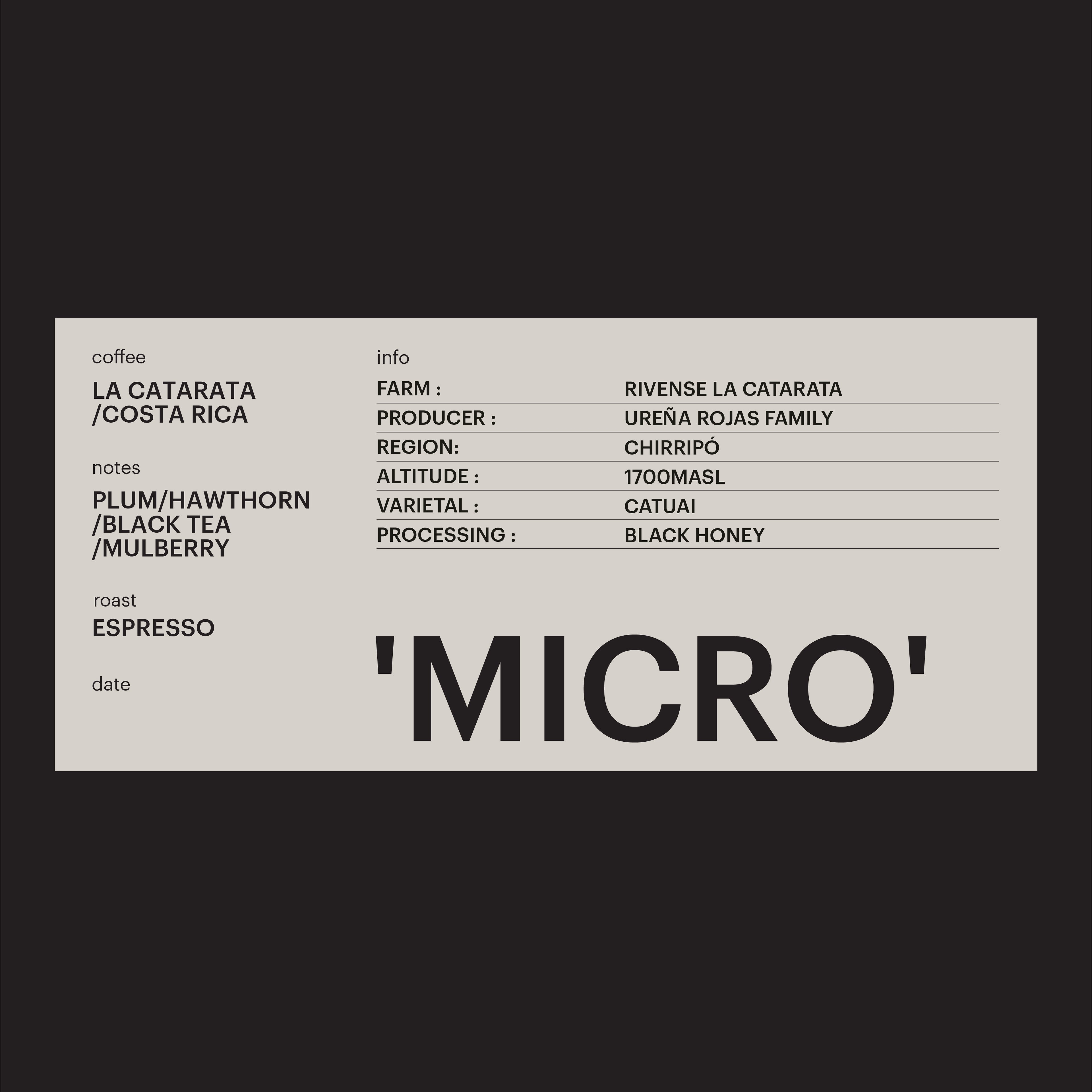 ESPRESSO - LA CATARATA, COSTA RICA / 'MICRO'