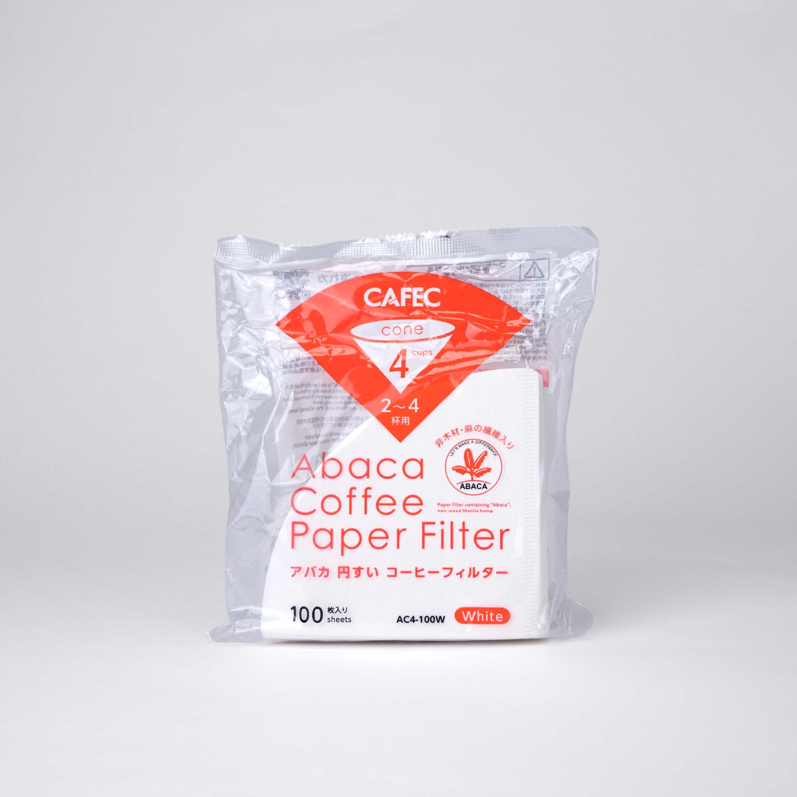 CAFEC ABACA TRADITIONAL CONE SHAPED PAPER FILTER 4 CUPS  / 100 PC